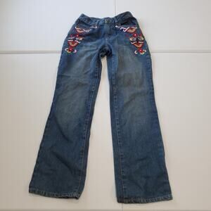 Ice Jeans Womens 2P Blue Embroidered Floral Bootcut Denim Hong Kong Y2K Boho